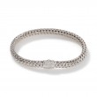 Classic Chain Silver Diamond Pave Small Bracelet (0.16ct), Size M