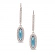 Oblong Simulated Blue Topaz Drop Earrings