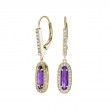 Oblong Simulated Amethyst Drop Earrings
