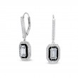 Octagon Black Enamel Halo Drop Earrings