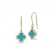 Turquoise Enamel Clover Drop Earrings