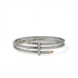 Spear Triple Flex Cuff, Gold, Sterling Silver, Diamonds, Slim