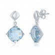 Cushion Blue Topaz Silver Earring