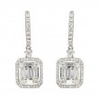 1.19Cttw Baguette and Rd Diamonds Dangle Earrings 14K White Gold