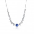 .07 Diamond/.60 Lab Sapphire Silver Necklace