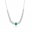 .07Ct Diamond/.41 Lab Emerald Silver Necklace