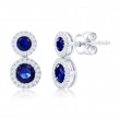 .20Ct Diamond/.69 Lab Sapphire Silver Earrings