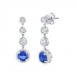 .09Ct Diamonds/1.20 Lab Sapphire Silver Earrings