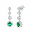 .09Ct Diamonds/.82 Lab Emerald Silver Earrings