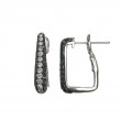 14K White Gold White Diamond Square Hoops