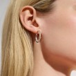 JH Essential Pave Hoop Earrings, Gold, Sterling Silver, Diamonds, 23MM