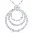 1.37Cttw Diamond Triple Circle Pendant 14K White Gold