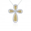 .54Cttw Fy and White Diamonds Cross 18K White And Yellow Gold