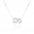 .53Cttw Baguette and Rd Diamond Pendant Ec and Pear Shape 14K White Gold