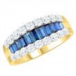 2.33Ctw Sapphire and 1.84Ctw Diamond Band 14K White Gold