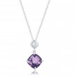 Cushion Amethyst Pendant Silver