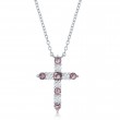 Feb CZ Silver Cross Pendant