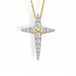 14K White & Yellow Gold All Diamond Microset Cross Pendant