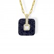 14K Yellow Gold Large Cushion Open Nebula Black Diamond Pendant