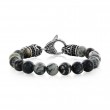 Steel/Black CZ Bead Bracelet 8.5