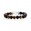Steel/Tiger Eye/Onyx Bead Bracelet 8.5