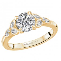 Classic Semi-Mount Floral Design Diamond Ring