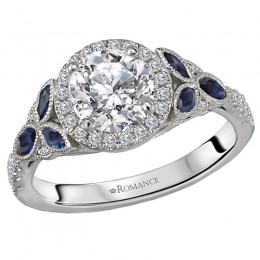 Sapphire and Diamond Semi-Mount Ring