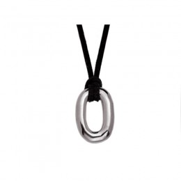 Sterling Silver Smooth Pendant On Black Leather Cord