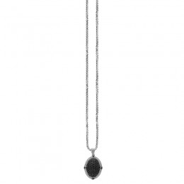Sterling Silver Pendant 79 Black Sapphires & 44 White Sapphires .66Cts`