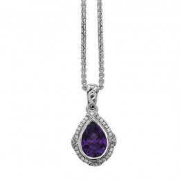 Ellah Collection

Sterling Silver  Pendant With 10X7Mm Pear Shape Amethyst And 28 Round Diamonds= .16Ctw (K-L, I1)