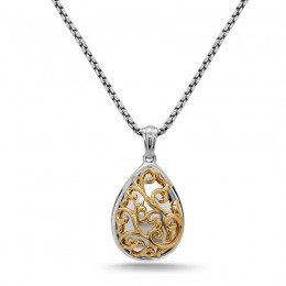 Sterling Silver & 18Kt Pear Ivy Lace Pendant