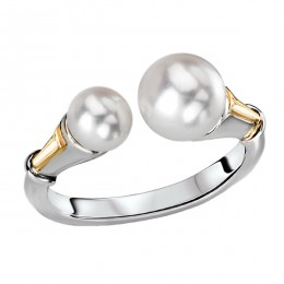 Ladies Fashion Freshwater Pearl Two-Tone Ring