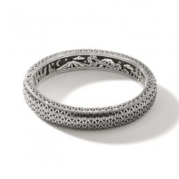 Classic Chain Silver 12Mm Oval Hinged Bangle Bracelet; Size M