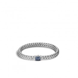 Batu Classic Chain Silver Medium Bracelet With Blue Sapphire Size M
