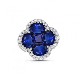 18KW Sapphire & Diamond Clover Studs