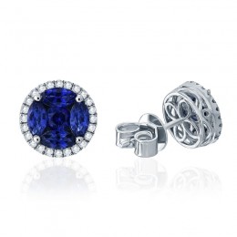 18KW Sapphire & Diamond Studs