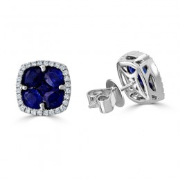 18KW Sapphire & Diamond Studs