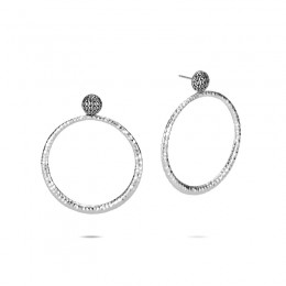 Classic Chain Hammered Silver Round Earrings