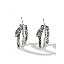 Classic Chain Hammered Silver Hoop Earrings