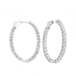 14KT White Gold & Diamond Classic Book Hoop Fashion Earrings   - 5-1/3 ctw
