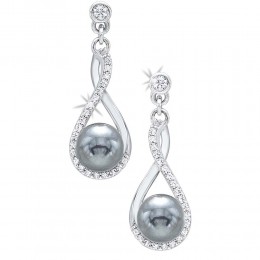 Silver (SLV 995) Diamond Studded Fashion Earrings   - 1/10 ctw