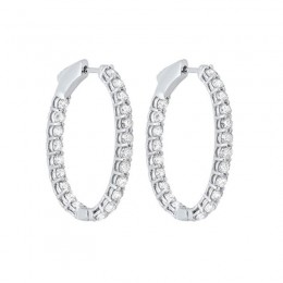 14KT White Gold & Diamond Classic Book Hoop Fashion Earrings   - 3-1/4 ctw