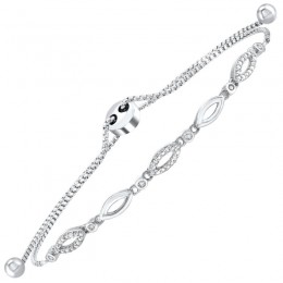 Diamond Marquise Teardrop Pattern Bolo Bracelet- Adjustable (1/8ctw)