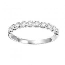 14KT White Gold & Diamond Classic Book Stackable Fashion Ring  - 1/8 ctw