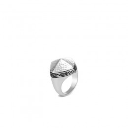 Classic Chain Hammered Silver Cluster Sugarloaf Ring