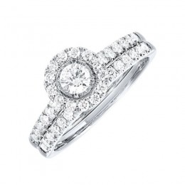 14KT White Gold & Diamond Sparkle Bridal Set Ring  - 3/4 ctw
