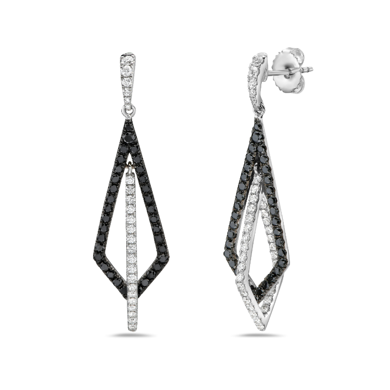 Black and White Diamond Geometric Earrings