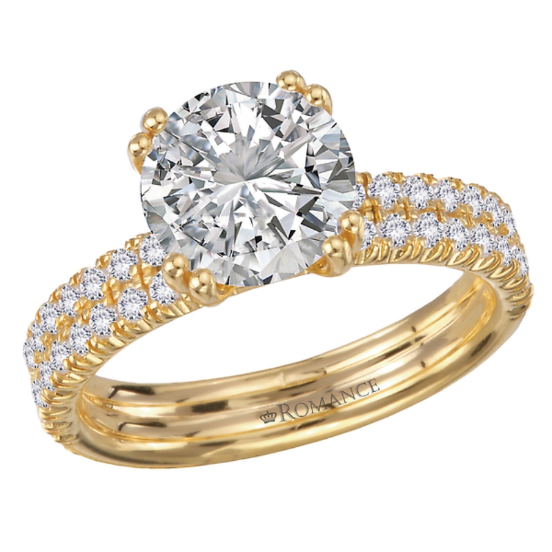 Diamond Double Row Band with a 4 Double Prong Setting