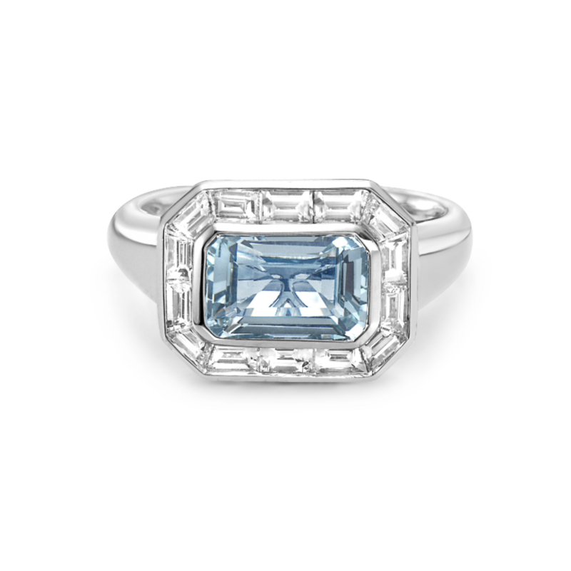 Aquamarine and Diamond Ring