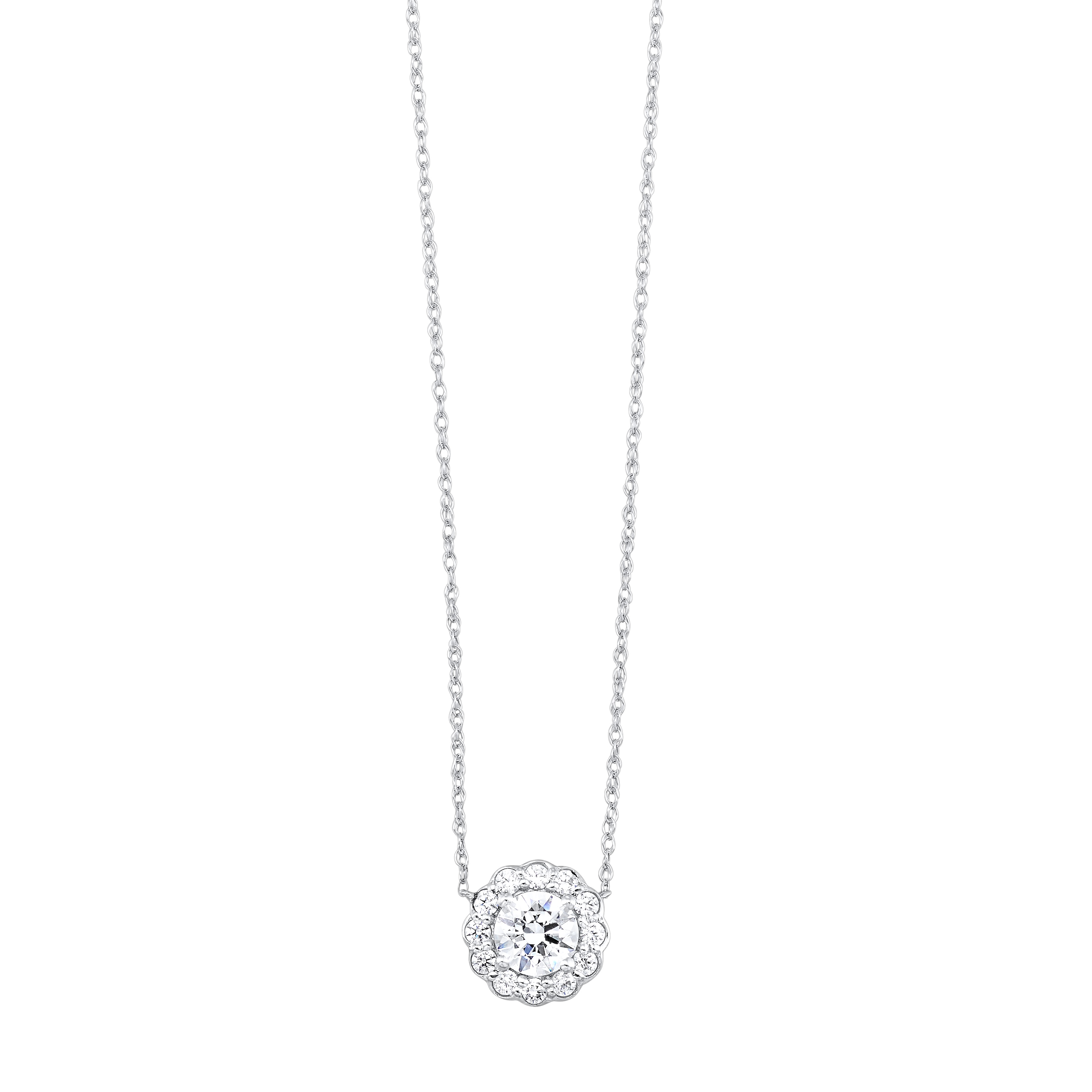 Lab Grown 14Kt White Gold Diamond 3/4Ctw Necklace